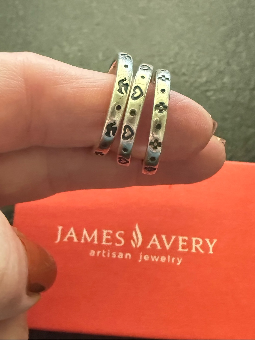 James Avery Sterling Silver Retired Love, Faith, Peace Bands